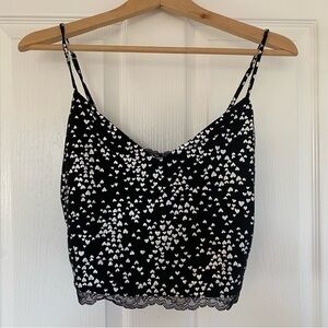 Victorias Secret Cami Top Babydoll Silver Heart Print Metallic Size Medium